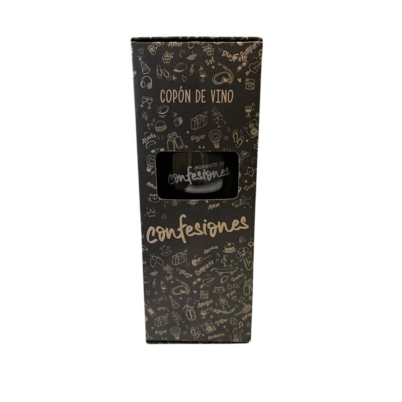 Caja alta para botella de vino con impresión a color